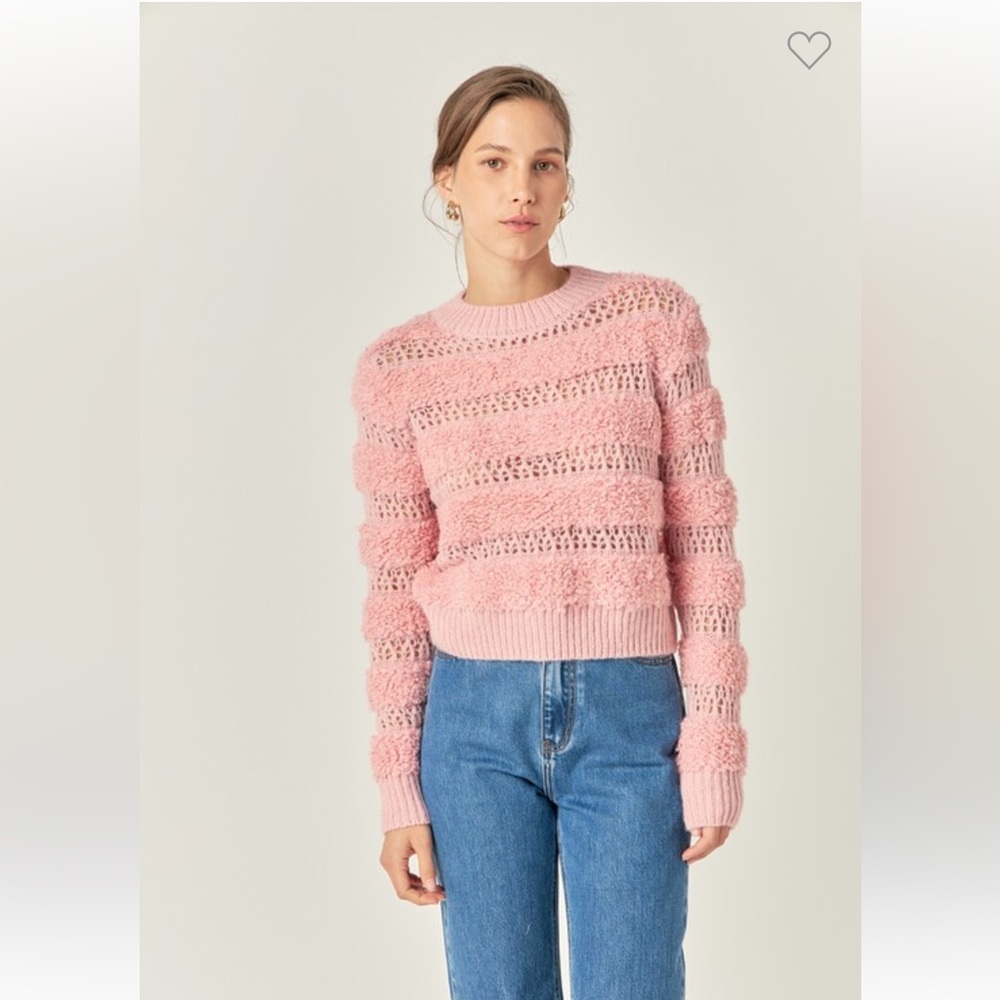 Open Knit striped Top/Sweater Light Pink size medium